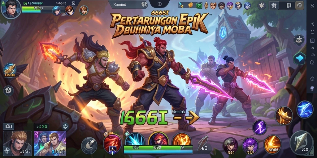 Screenshot menampilkan pertarungan seru dalam game MOBA 666I.