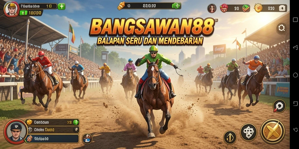 Screenshot gameplay BANGSAWAN88 menampilkan mobil balap yang melaju kencang.