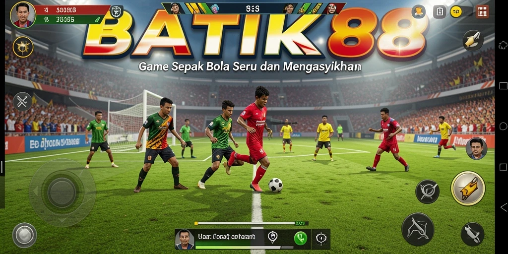 Tampilan gameplay seru di BATIK88 dengan aksi sepak bola intens.