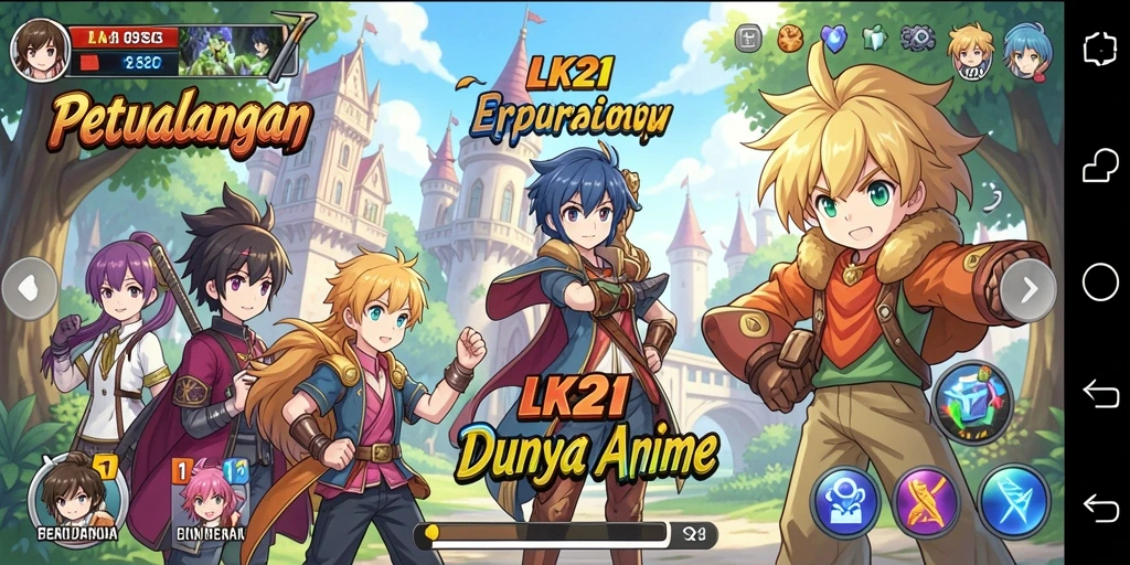 Tampilan gameplay LK21 yang penuh warna dan dinamis.