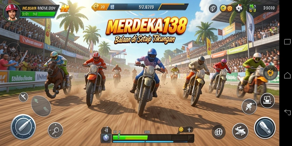 Gameplay menegangkan dalam balapan cepat di MERDEKA138.