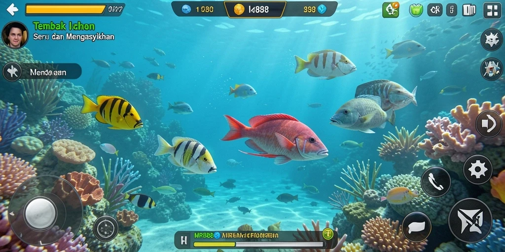 Tampilan gameplay memukau dari MR888 saat menangkap ikan.