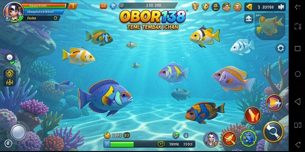 Tampilan gameplay menarik dari OBOR138 saat menembak ikan.