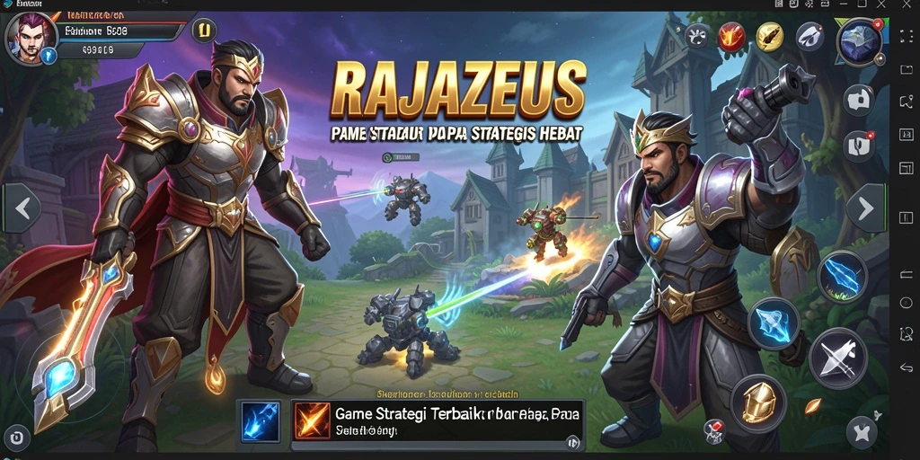 Tangkapan layar gameplay RAJAZEUS yang menunjukkan momen strategi intens.