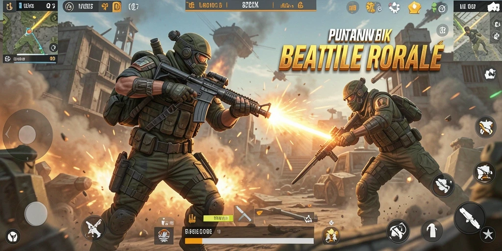 Tangkapan layar menampilkan aksi seru dan intens di V87 Battle Royale.