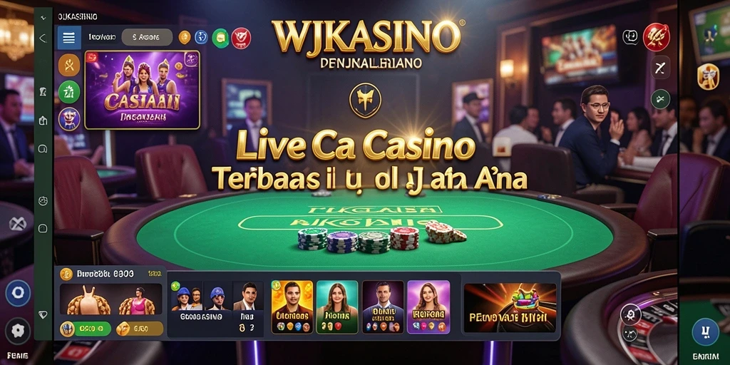 Screenshot utama WJKASINO menampilkan dealer langsung dalam permainan kasino.