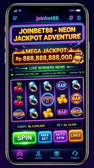 Tampilan antarmuka aplikasi joinbet88 yang menarik.